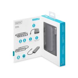 Stacja dokująca DIGITUS USB Typ C 8-portów 4K 30Hz 2x HDMI 2x USB3.0 RJ45 PD 3.0