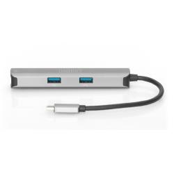 Stacja dokująca DIGITUS USB Typ C 5 portów 4K 30Hz HDMI 3x USB3.0 RJ45 srebrna