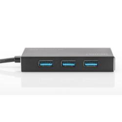 Hub/Koncentrator DIGITUS 4-portowy USB 3.0 SuperSpeed, aktywny, aluminium