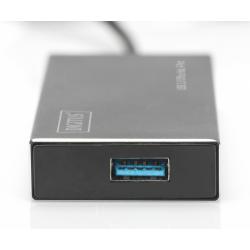 Hub/Koncentrator DIGITUS 4-portowy USB 3.0 SuperSpeed, aktywny, aluminium